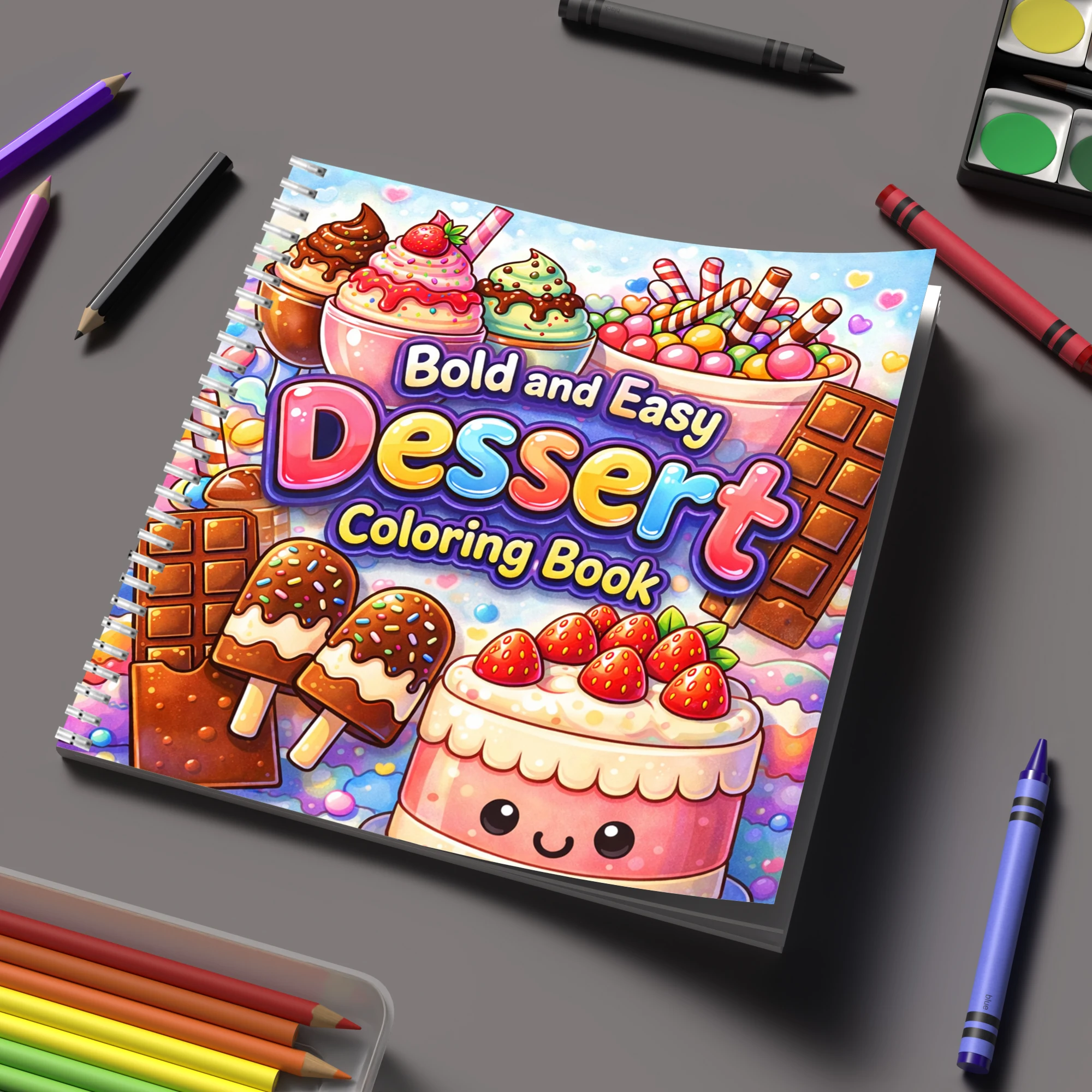 Food And Snacks Coloring Book - Libro para Colorear de Postres Fáciles
