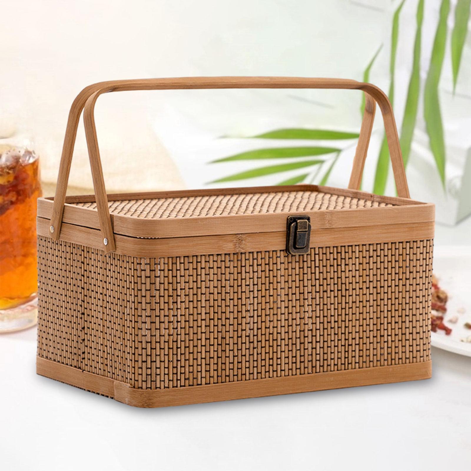 Snacks Food Hamper Basket - Cesta de Picnic de Bambú Hecha