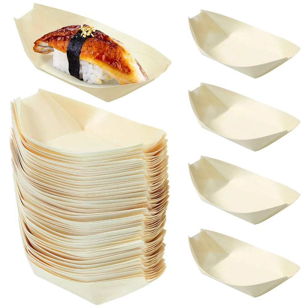 Food In Japanese Snacks - 50 Platos Desechables de Madera en