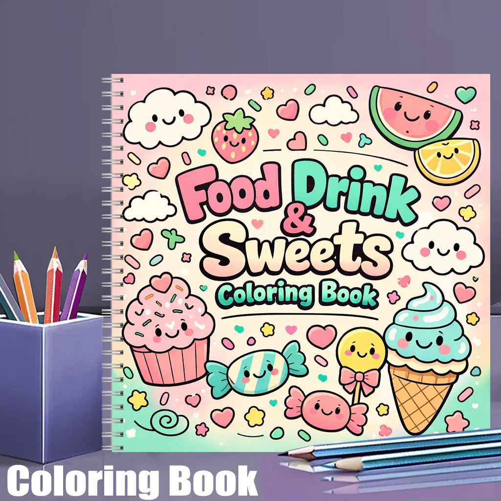 Food And Snacks Coloring Book - Libro para Colorear COMIDA, BEBIDA Y