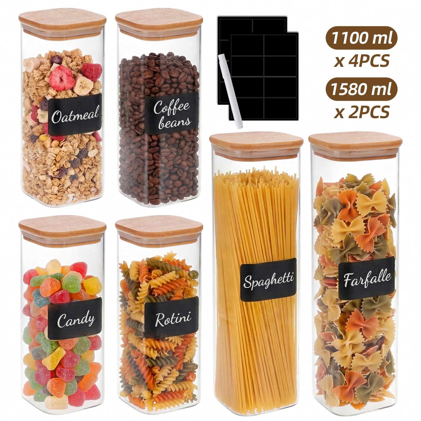 Snacks Food Labels - Recipientes de vidrio para almacenar alimentos