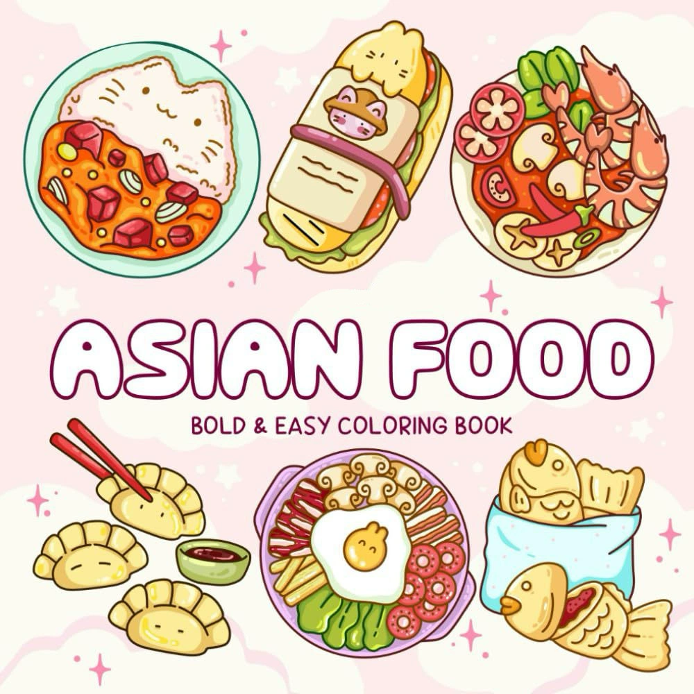 Food And Snacks Coloring Book - Libro para colorear de comida asiática
