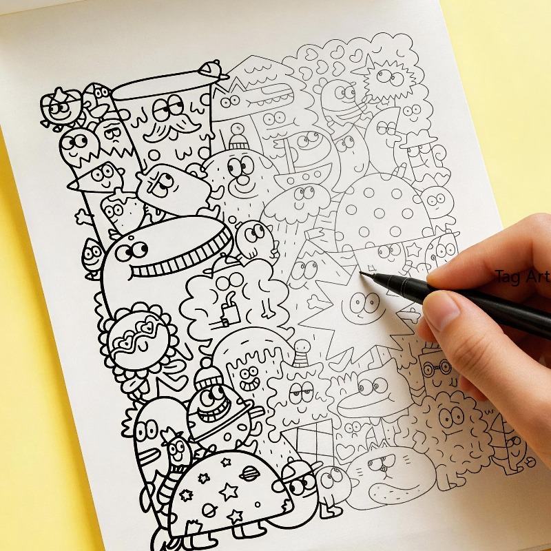 Food And Snacks Coloring Book - Libro ilustrado para aliviar el estrés,