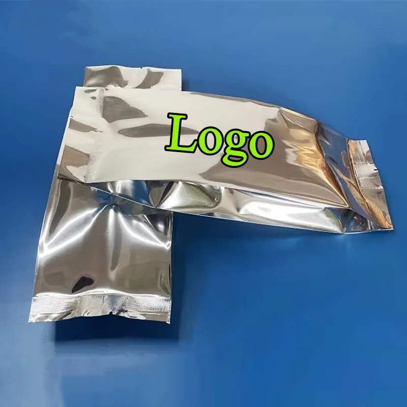 Food Snacks Logos - 100 Bolsas de Aluminio Plateado Brillante