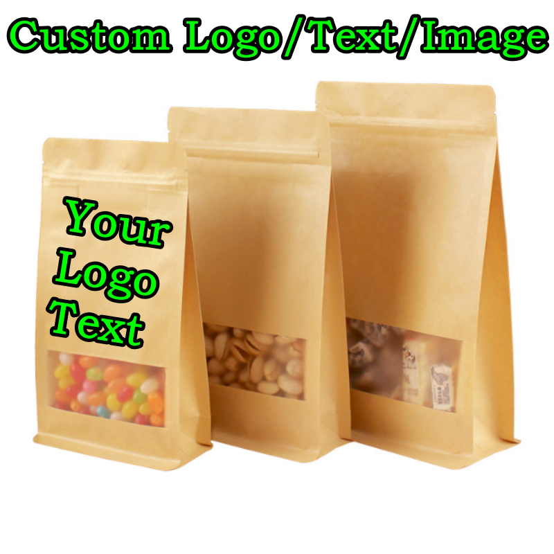 50 Bolsas de Papel Kraft 3D co - Food Snacks Logos reseña y precio