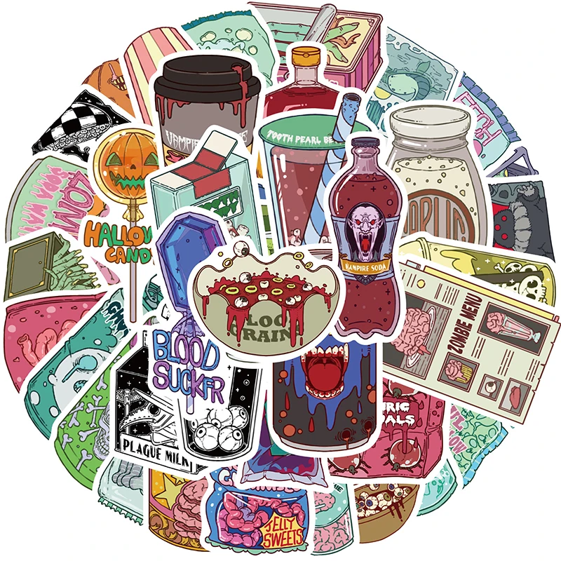 50 pegatinas de comida zombi,  - Zombie Snacks reseña y precio