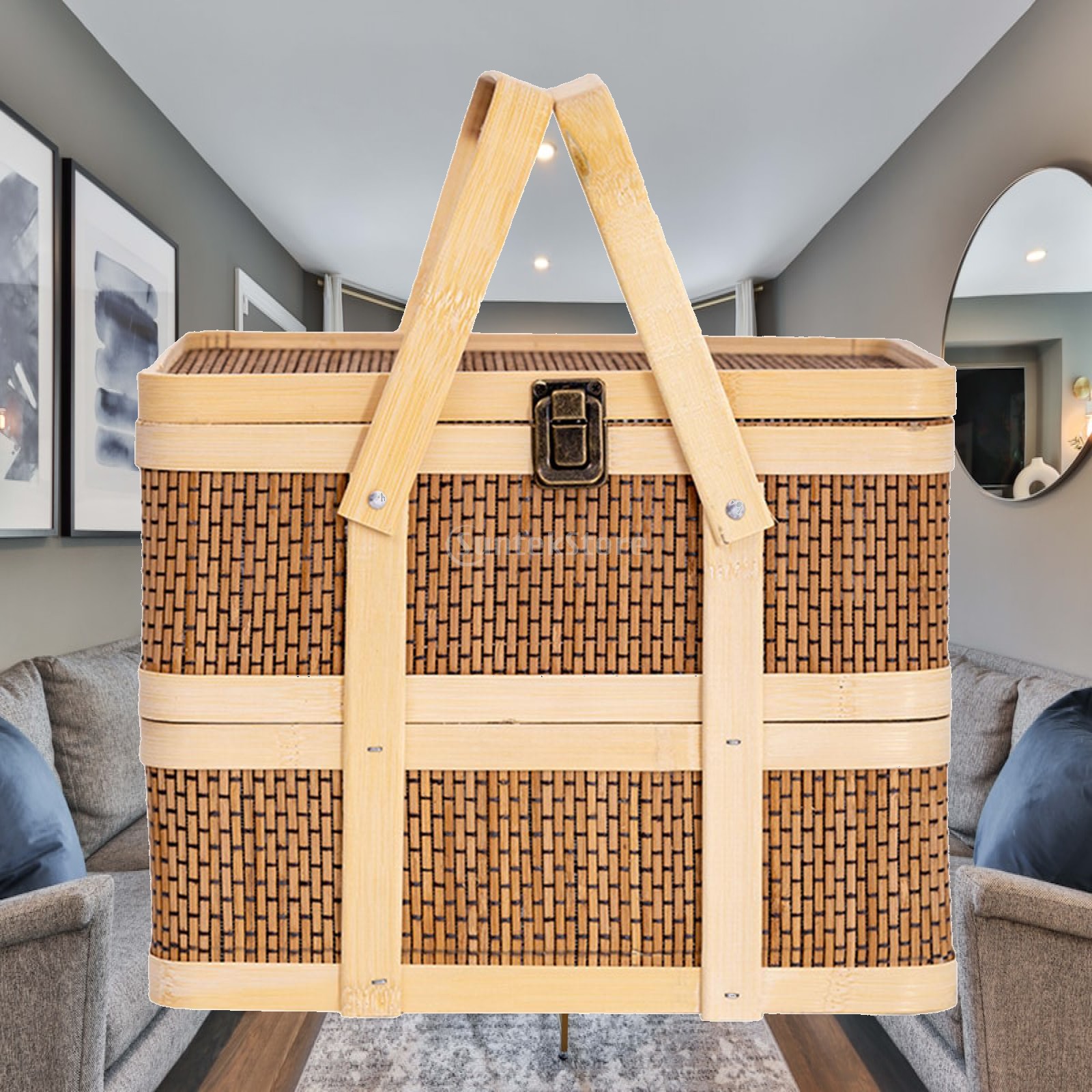 Cesta de Picnic Tejida, Cesta  - Snacks Food Hamper Basket reseña y precio